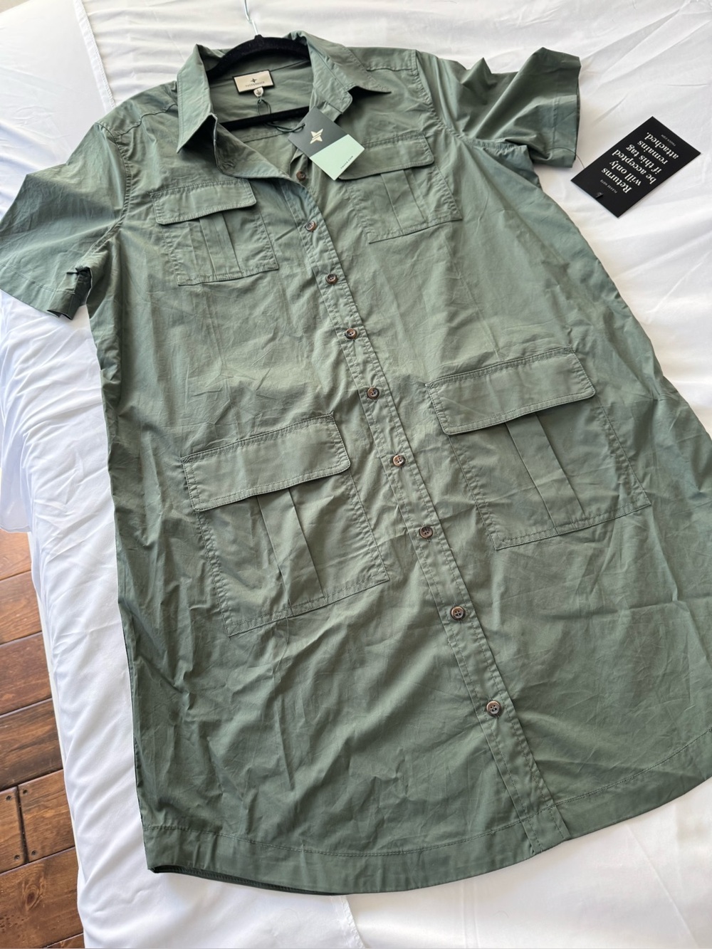 Tuckernuck Olive Green Short-Sleeve Button-Front Utility Shirt